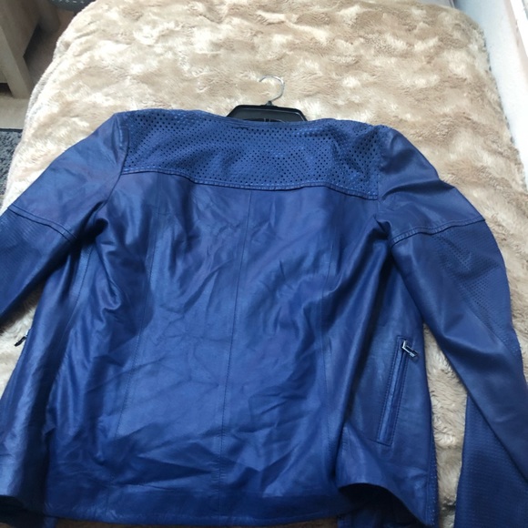 My Tribe Blue Perforated Genuine leather jacket - Picture 5 of 8